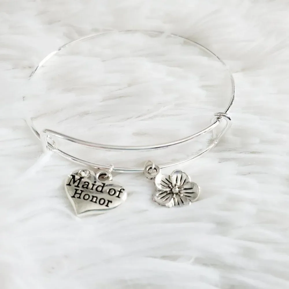 Maid of Honor Charm Bracelet, Wedding Jewelry